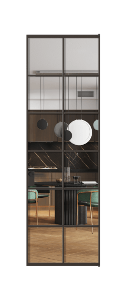 Алюминиевая дверь АЛПЛ040.05 Алюминий антрацит Прозрачное стекло "Crystal Vision", калёное Цена 173220  | Volhovec