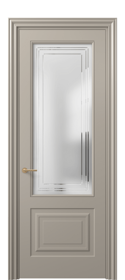 Межкомнатная дверь Mascot 8452 Матовый бисквитный Сатинированное стекло с гравировкой "Грани", триплекс Цена 65999 ₽ | Volhovec
