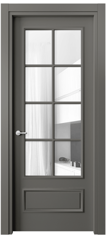 Межкомнатная дверь Paris 8112 Матовый классический серый Прозрачное стекло Цена 61599 ₽| Volhovec