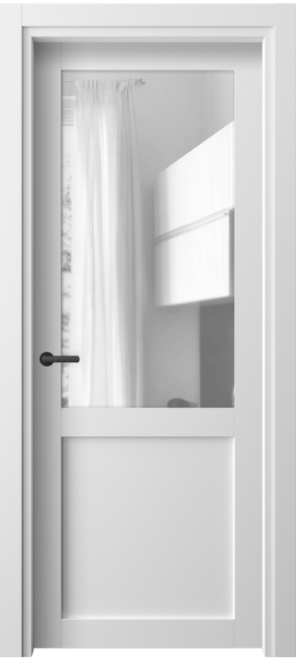 Межкомнатная дверь Neo 2122 Белый шёлк Прозрачное стекло, триплекс Цена 1370 AZE | Volhovec