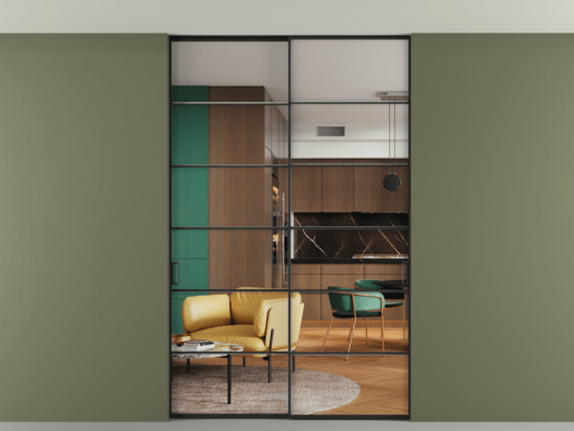 Перегородка Формато внутри проёма скрытое крепление в потолок 2 створки АЛПР 040.04 Алюминий Черный Прозрачное стекло "Кристал Вижн", калёное. Скрытый короб ЧЕР Цена 275964 ₽ 1. Полотно 2 шт. (800/2100 мм)
2. Комплект установки раздвижной системы
3. Базовый комплект фурнитуры
4. Ручка Рондо. Фабрика дверей Волховец 8 (800) 551 43 19 Перегородка Формато внутри проёма скрытое крепление в потолок 2 створки АЛПР 040.04 Алюминий Черный Прозрачное стекло "Кристал Вижн", калёное Цена 275964 ₽ | Volhovec