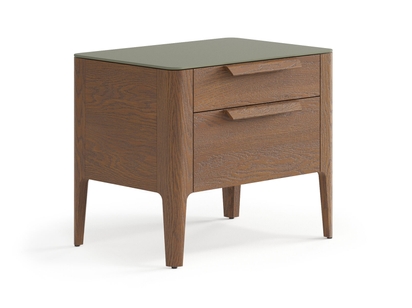 Мебель Тумба прикроватная Piega 2 ящика. Цвет Дуб каштановый матовый. Материал Массив дуба матовый. Коллекция Тумба прикроватная Piega 2 ящика. Картинка.