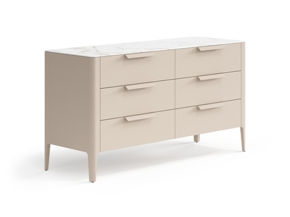Мебель Комод Piega 6 ящиков. Цвет Матовый бисквитный. Материал Гладкая эмаль. Коллекция Комод Piega 6 ящиков. Картинка.