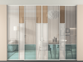 Алюминевая перегородка vntp4_8 Алюминий светло-серый Четыре стекла. Цвет Алюминий светло-серый. Материал Алюминий в эмали. Коллекция Перегородка Mosaic внутри проёма четырёхстворчатая со скрытым креплением в потолок. Картинка.