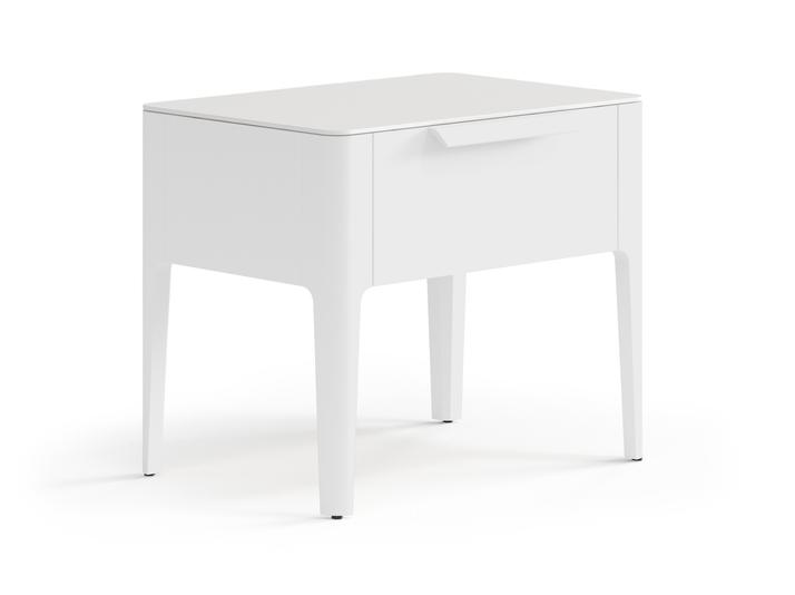 Мебель Тумба прикроватная Piega 1 ящик. Цвет Матовый светло-серый. Материал Гладкая эмаль. Коллекция Тумба прикроватная Piega 1 ящик. Картинка.