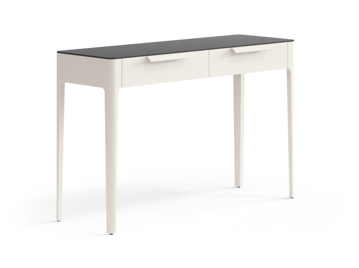 Мебель Консоль Piega 2 ящика. Цвет Матовый облачно-серый. Материал Гладкая эмаль. Коллекция Консоль Piega 2 ящика. Картинка.