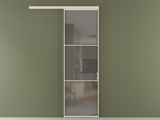 Алюминевая перегородка vd1_03_ Алюминий бежево-серый Серый сатин матовое. Цвет Алюминий бежево-серый. Материал Алюминий в эмали. Коллекция Перегородка Формато вдоль стены 1 створка. Картинка.