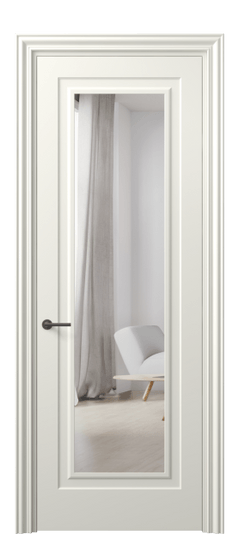 Дверь межкомнатная 8403 МЖМ Зеркало с одной стороны. Цвет Матовый жемчужный. Материал Гладкая эмаль. Коллекция Mascot. Картинка.