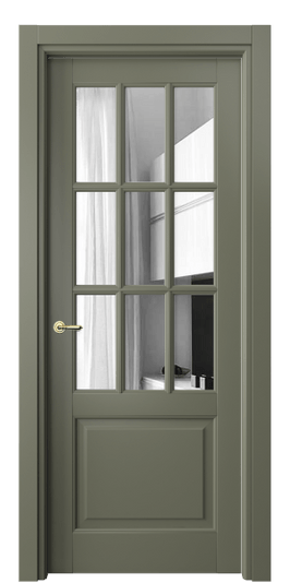 Дверь межкомнатная 6312 БОТ Зеркало. Цвет Бук оливковый тёмный. Материал Массив бука эмаль. Коллекция Toscana Grigliato. Картинка.
