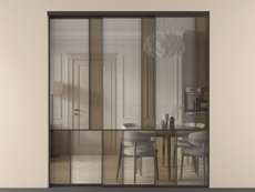 Перегородка Mosaic внутри проёма 3 створки с синхронным механизмом