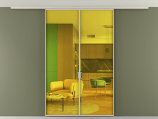 Перегородка Formato вдоль стены на потолок двустворчатая