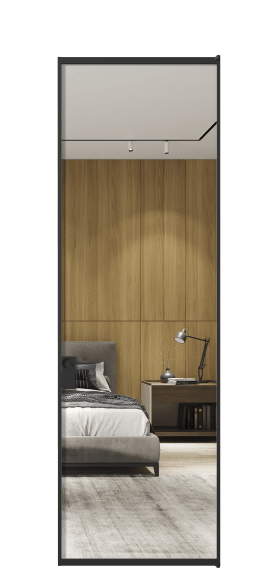 Дверь межкомнатная АЛПЛ040.01 Зеркало триплекс ЧЕР. Цвет Алюминий Черный. Материал Алюминий. Коллекция Formato. Картинка.